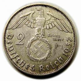Obrazek 2 dla: 2 marki 1937 J Hamburg Niemcy srebro