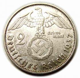 Obrazek 2 dla: 2 marki 1937 E Muldenhutten Niemcy srebro