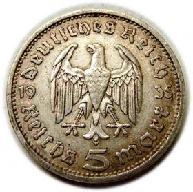 Obrazek 2 dla: 5 marek 1935 A Berlin Niemcy srebro