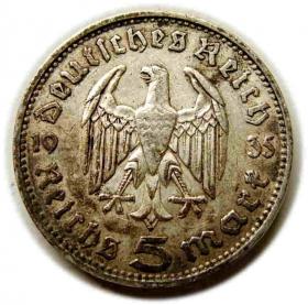 Obrazek 2 dla: 5 marek 1935 J Hamburg Niemcy srebro
