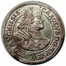 Obrazek dla: 3 krajcary 1693 Karol II Lichtenstein Ołomuniec