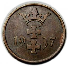 Obrazek 2 dla: 1 fenig 1937 Wolne Miasto Gdańsk