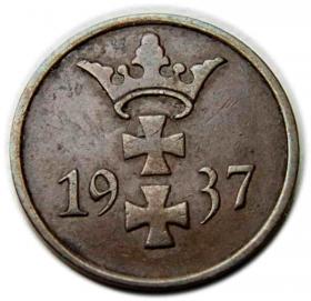 Obrazek 2 dla: 1 fenig 1937 Wolne Miasto Gdańsk
