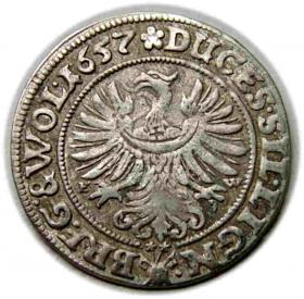 Obrazek 2 dla: 3 krajcary 1657 Jerzy III, Ludwik IV, Christian, Księstwo Brzesko  Legnicko  Wołowskie, Brzeg