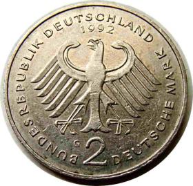 Obrazek 2 dla: 2 marki 1992 Ludwik Erhard Niemcy