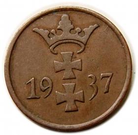 Obrazek 2 dla: 1 fenig 1937 Wolne Miasto Gdańsk