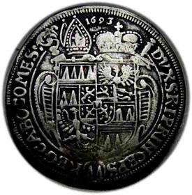 Obrazek 2 dla: 15 krajcarów 1693 Karol II Liechtenstein Ołomuniec