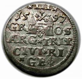 Obrazek 2 dla: Trojak 1597 Zygmunt III Waza Ryga