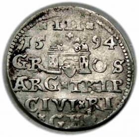 Obrazek 2 dla: Trojak 1594 Zygmunt III Waza Ryga