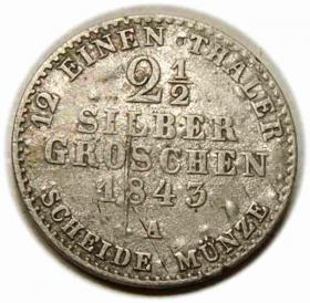 Obrazek dla: 2,5 grosza srebrnego 1843 Fryderyk Wilhelm IV Prusy Berlin