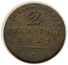 Obrazek dla: 2 fenigi 1821 Fryderyk Wilhelm III Prusy Wrocław