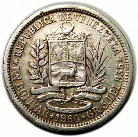 Obrazek 2 dla: 1 boliwar 1960 Wenezuela