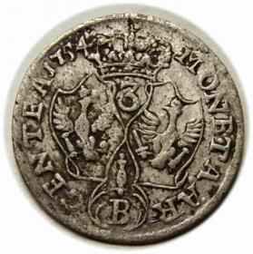 Obrazek 2 dla: 3 krajcary 1754 Fryderyk II Wielki Prusy Wrocław