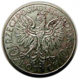 Obrazek 2 dla: 10 złotych 1933 Głowa Kobiety II RP Warszawa