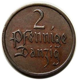 Obrazek dla: 2 fenigi 1937 Wolne Miasto Gdańsk