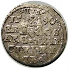 Obrazek 2 dla: Trojak 1590 Zygmunt III Waza Ryga