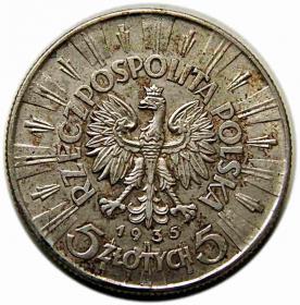Obrazek 2 dla: 5 złotych 1935 II RP Warszawa
