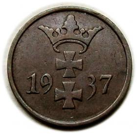 Obrazek 2 dla: 1 fenig 1937 Wolne Miasto Gdańsk