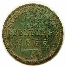 Obrazek dla: 3 fenigi 1865 Franciszek Józef I Niemcy Berlin