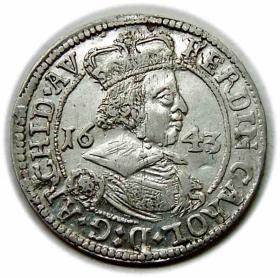 Obrazek dla: 3 krajcary 1643 Ferdynand Karol Austria Tyrol Hall