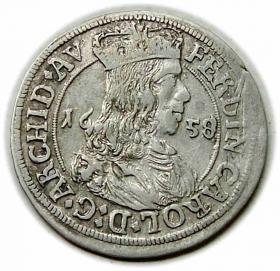 Obrazek dla: 3 krajcary 1658 Ferdynand Karol Austria Tyrol Hall