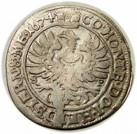 Obrazek 2 dla: 6 krajcarów 1674 Sylwiusz Fryderyk Witemberski Księstwo Oleśnickie Oleśnica