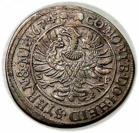 Obrazek 2 dla: 6 krajcarów 1674 Sylwiusz Fryderyk Witemberski Księstwo Oleśnickie Oleśnica