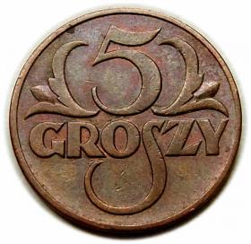 Obrazek dla: 5 groszy 1937 II RP Warszawa