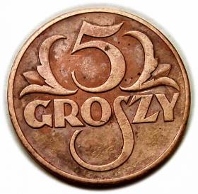 Obrazek dla: 5 groszy 1938 II RP Warszawa