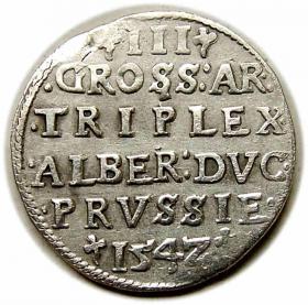 Obrazek 2 dla: Trojak 1542 Albrecht Hohenzollern Księstwo Pruskie Królewiec
