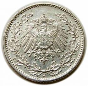 Obrazek 2 dla: 1/2 marki 1905 Wilhelm II Hohenzollern Niemcy Hamburg
