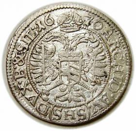 Obrazek 2 dla: 3 krajcary 1670 Leopold I Habsburg Wrocław