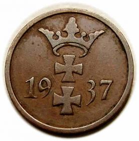 Obrazek 2 dla: 1 fenig 1937 Wolne Miasto Gdańsk Berlin