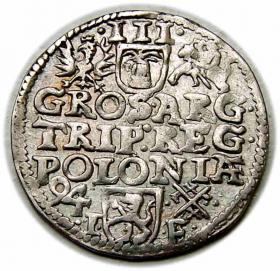 Obrazek 2 dla: Trojak 1594 Zygmunt III Waza Poznań