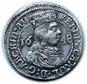 Obrazek dla: 3 krajcary 1648 Ferdynand Karol Austria Tyrol Hall