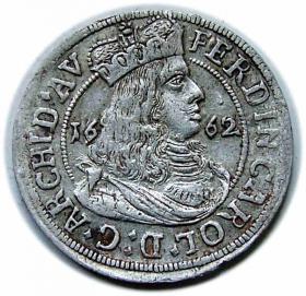 Obrazek dla: 3 krajcary 1662 Ferdynand Karol Austria Tyrol Hall	