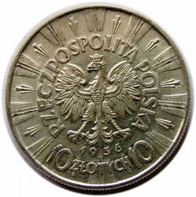Obrazek 2 dla: 10 złotych 1936 Józef Piłsudski II RP Warszawa