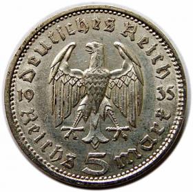Obrazek 2 dla: 5 marek 1935 A Berlin Paul von Hindenburg Niemcy