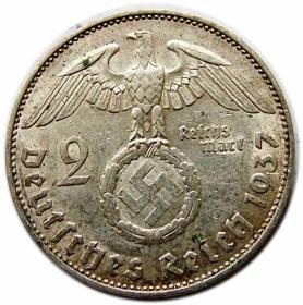 Obrazek 2 dla: 2 marki 1937 J Niemcy Hamburg