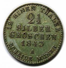 Obrazek 2 dla: 2 1/2 siber groschen 1843 Fryderyk Wilhelm IV Prusy Berlin