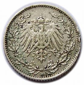 Obrazek 2 dla: 1/2 marki 1913 D Wilhelm II Hohenzollern Prusy Monachium