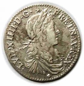 Obrazek dla: 1/12 ecu 1660 Ludwik XIV Wielki Lyon Francja