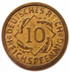 Obrazek 2 dla: 10 fenigów 1928 G Niemcy Karlsruhe