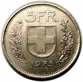 Obrazek 2 dla: 5 franków 1975 Szwajcaria