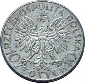 Obrazek 2 dla: 10 złotych 1932 Głowa Kobiety II RP Warszawa