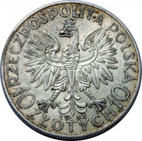 Obrazek 2 dla: 10 złotych 1933 Głowa Kobiety II RP Warszawa