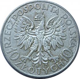 Obrazek 2 dla: 10 złotych 1933 Głowa Kobiety II RP Warszawa