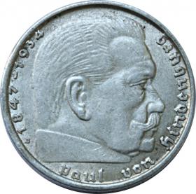Obrazek dla: 2 marki 1938 B Paul von Hindenburg Niemcy Wiedeń