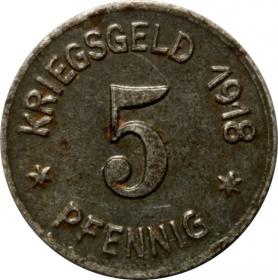 Obrazek dla: 5 fenigów 1918 Racibórz / Ratibor