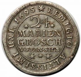 Obrazek 2 dla: 24 mariengroschen 1695 Rudolf August i Anton Ulryk Brunszwik  Wolfenbüttel